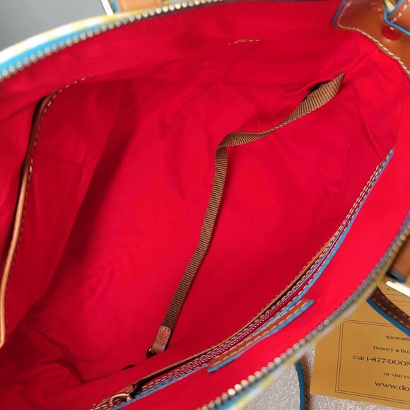 Dooney & Bourke medium handbag yellow gingham checked spring preppy fun satchel - Picture 10 of 16